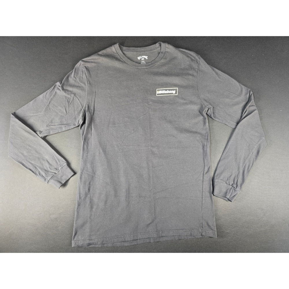 Billabong Mens Long Sleeve Graphic T-Shirt Black Cotton Logo Surf Tee Size M